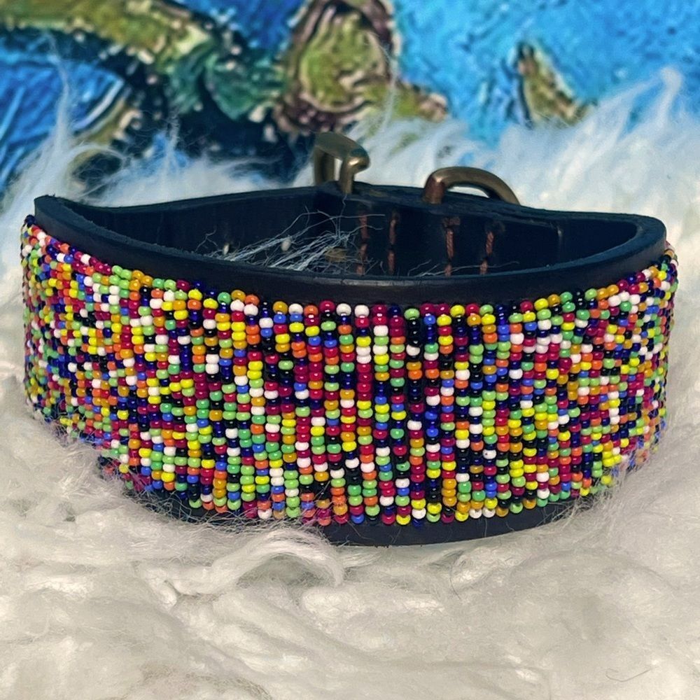 Hand Beaded dog collar The Kenyan Collection